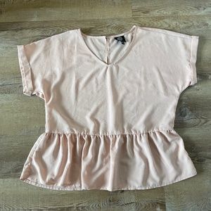 Bobeau Pink Peplum Blouse